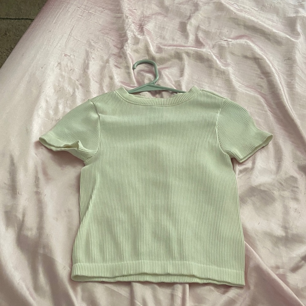 Old Navy Women's Cream Ribbed Short Sleeve Tee